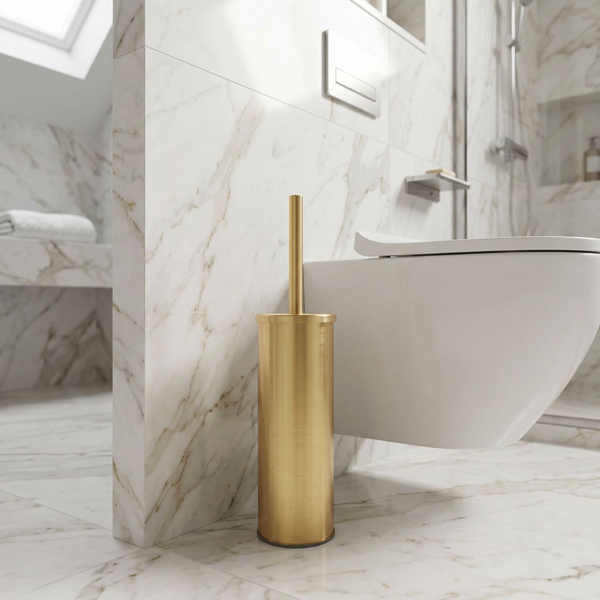 Pexloria Brushed Gold Stainless Steel Toilet Brush and Holder — product view 2