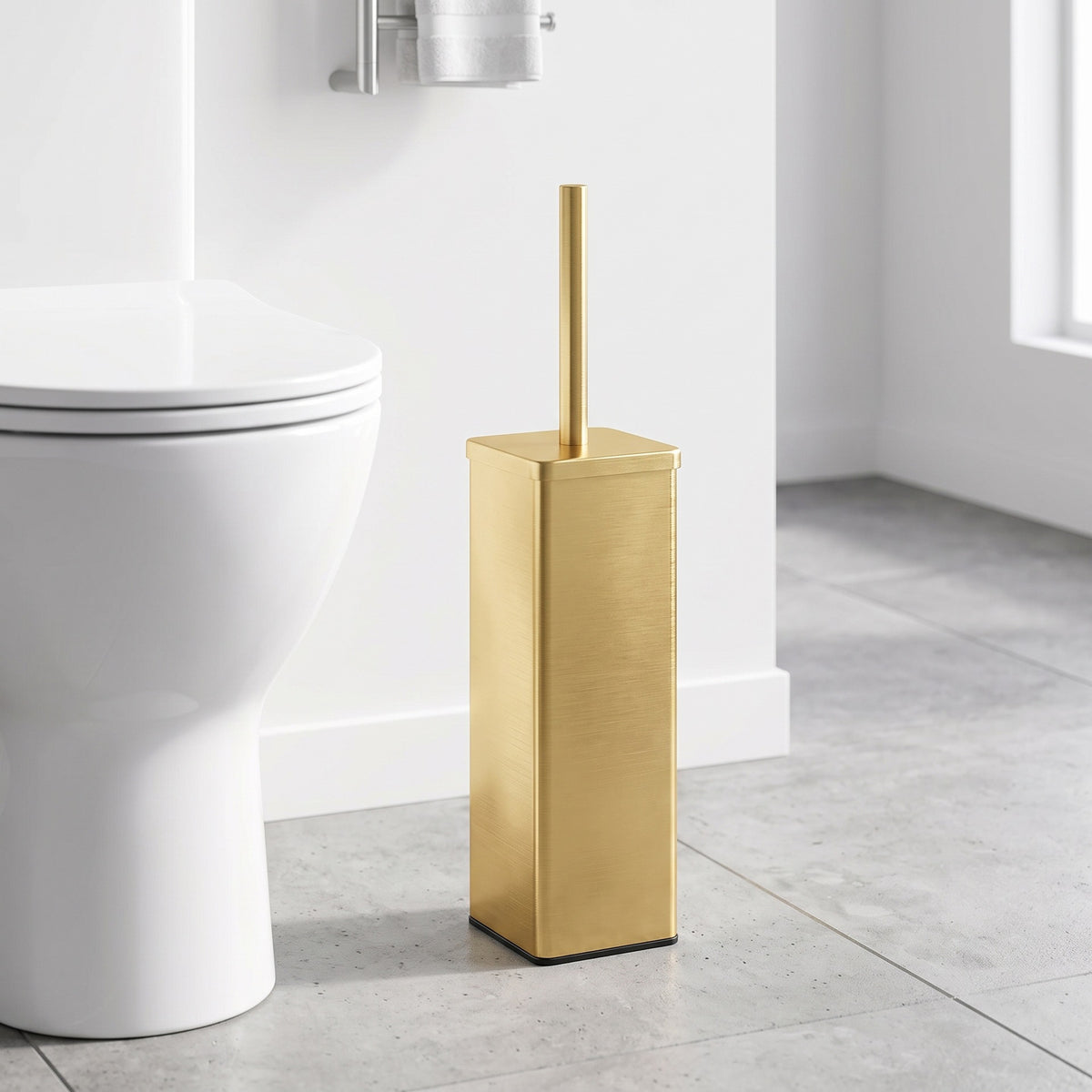 Pexloria Brushed Gold Stainless Steel Toilet Brush and Holder — product view 3